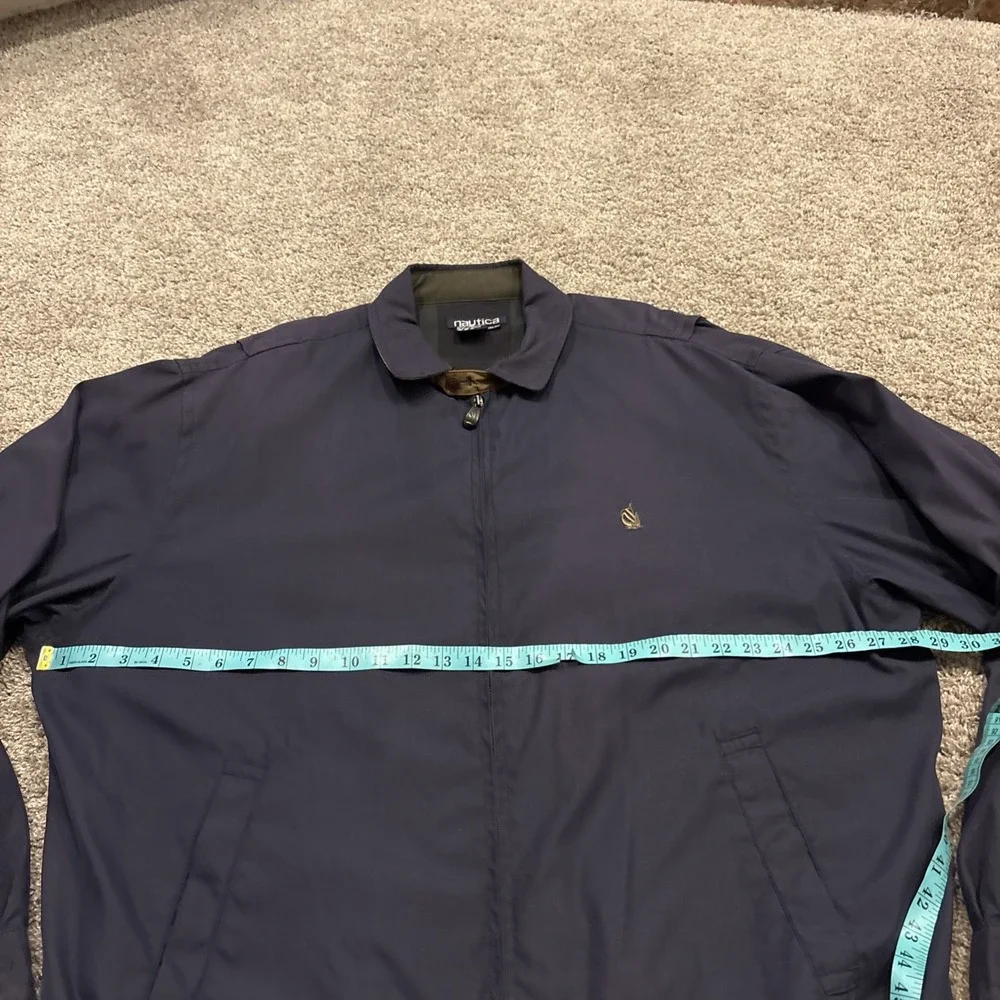 Nautica Harrington Jacket Men 2XL Blue Full Zip Plaid Lined Loop Collar Bomber